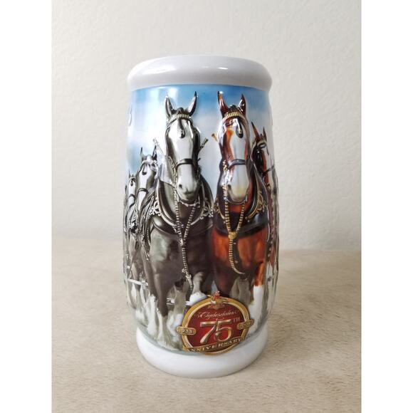 Budweiser Beer Stein Mug 75 Years of Proud Tradition 2008 Handcrafted 7" Brazil - Picture 3 of 12